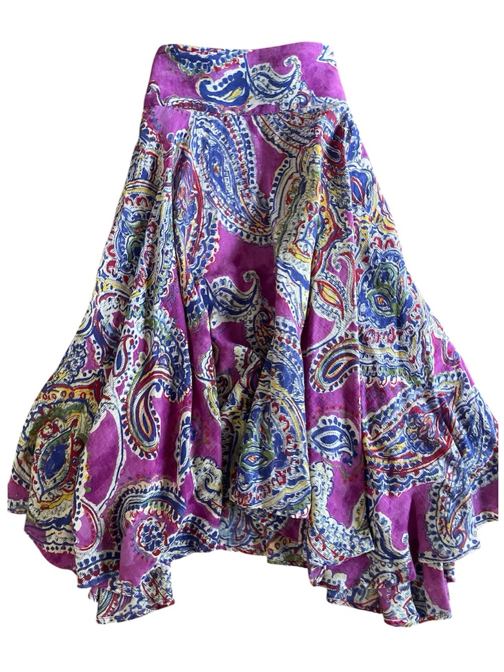 Ralph Lauren PETITE Magenta PAISLEY Asymmetrical Skirt P/L